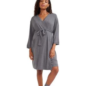 HATCH Sz M Hospital Maternity Nursing Jersey Postpartum Bamboo Gray Bath Robe